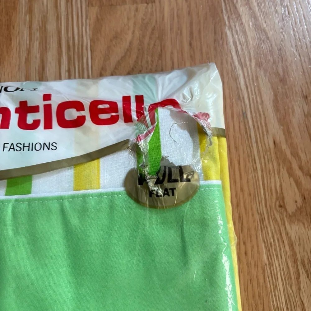 Vintage Cannon Monticello Green and Yellow Striped Sheet Set NEW Full 70s 80s 90